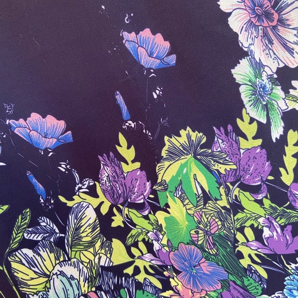 NWOT DJT Navy Chiffon Dress with Floral accents - Picture 5 of 7